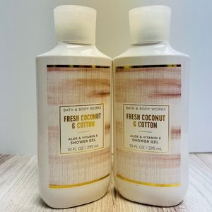 BATH & BODYWORKS- BRAND NEW 2 Pack: Fresh Coconut & Cotton Shower Gel